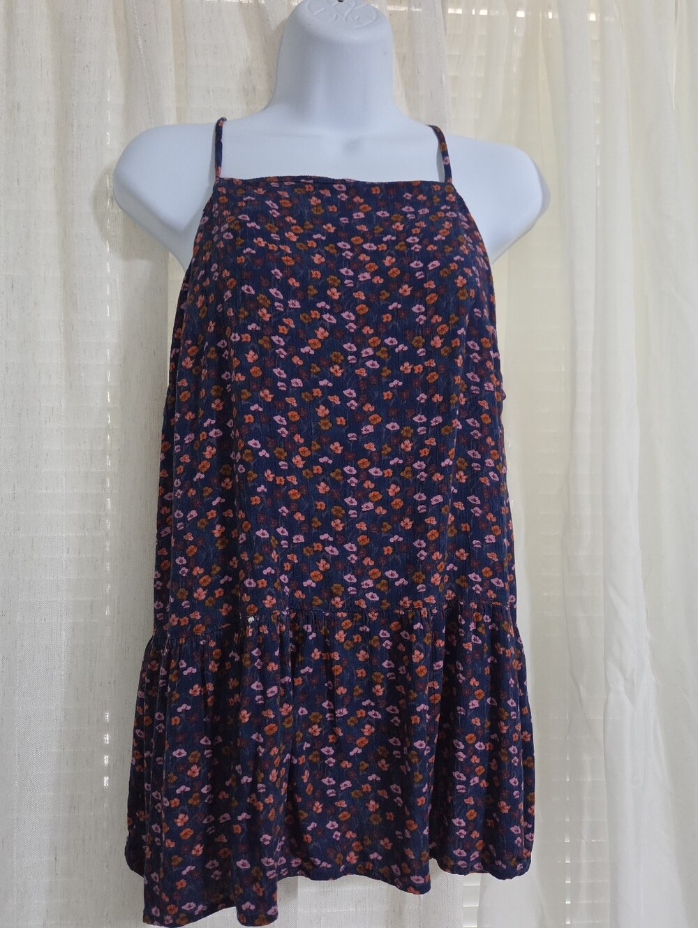 Mossimo Supply Co. Navy Floral Spaghetti Strap Tank